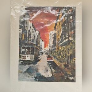 VTG  Print of Powell Street & Cable Car San Francisco by G. Soubeyran